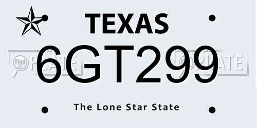 6GT299 Texas License Plate