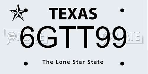 6GTT99 Texas License Plate