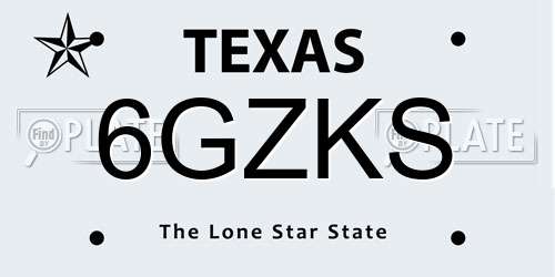 6GZKS Texas License Plate