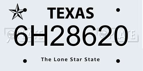 6H28620 Texas License Plate