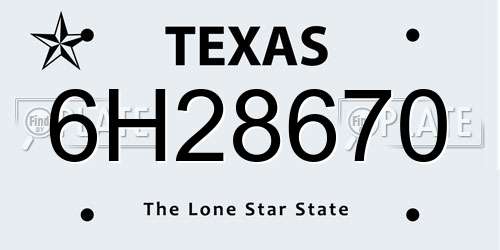 6H28670 Texas License Plate