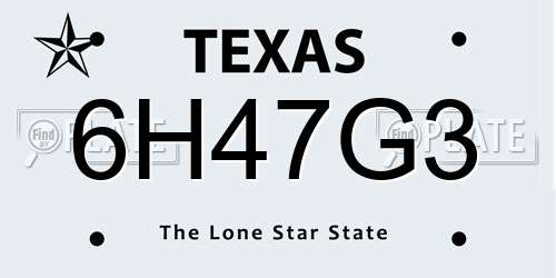 6H47G3 Texas License Plate