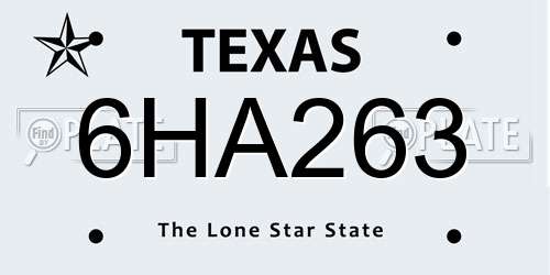 6HA263 Texas License Plate