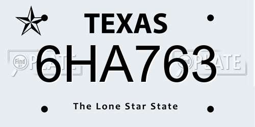 6HA763 Texas License Plate