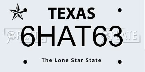 6HAT63 Texas License Plate