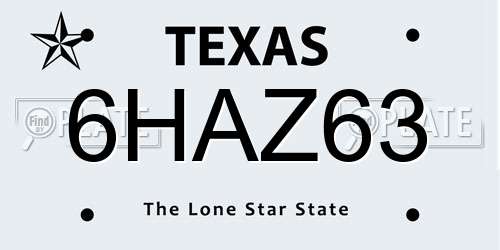 6HAZ63 Texas License Plate