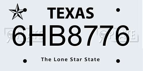 6HB8776 Texas License Plate