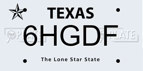 6HGDF Texas License Plate