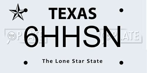 6HHSN Texas License Plate