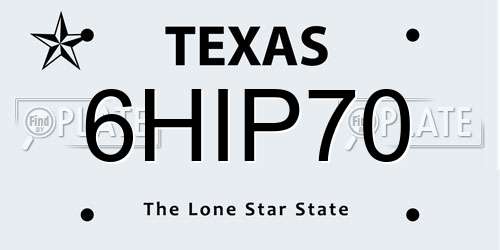6HIP70 Texas License Plate