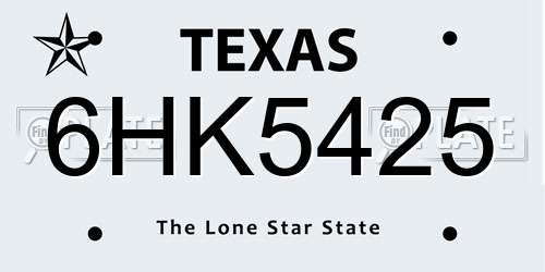 6HK5425 Texas License Plate