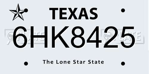 6HK8425 Texas License Plate