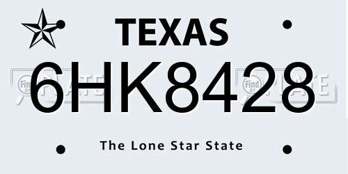6HK8428 Texas License Plate