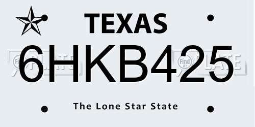 6HKB425 Texas License Plate