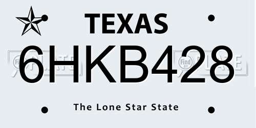 6HKB428 Texas License Plate