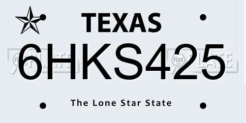 6HKS425 Texas License Plate