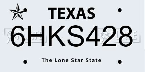6HKS428 Texas License Plate