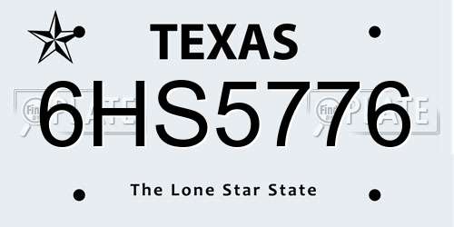 6HS5776 Texas License Plate