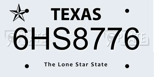 6HS8776 Texas License Plate