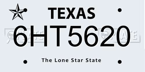 6HT5620 Texas License Plate