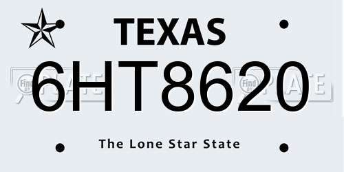 6HT8620 Texas License Plate