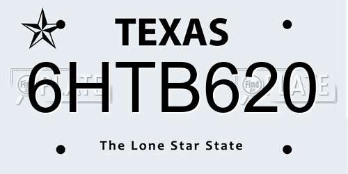 6HTB620 Texas License Plate