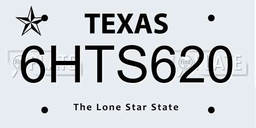 6HTS620 Texas License Plate
