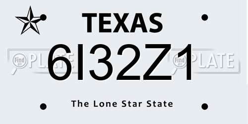 6I32Z1 Texas License Plate