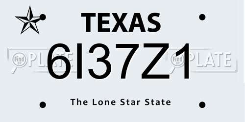 6I37Z1 Texas License Plate