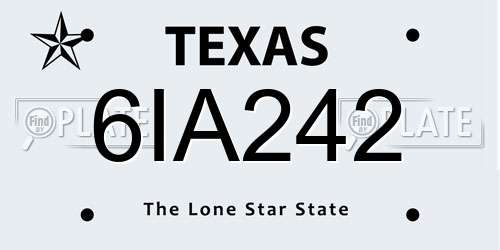 6IA242 Texas License Plate