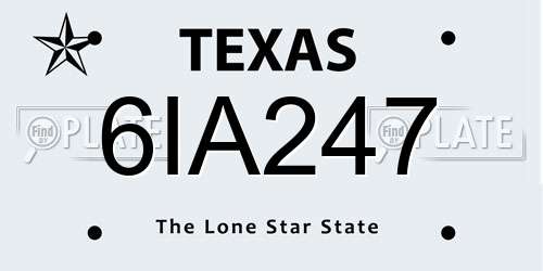 6IA247 Texas License Plate