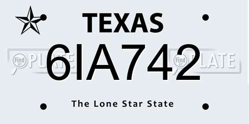 6IA742 Texas License Plate