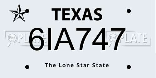 6IA747 Texas License Plate