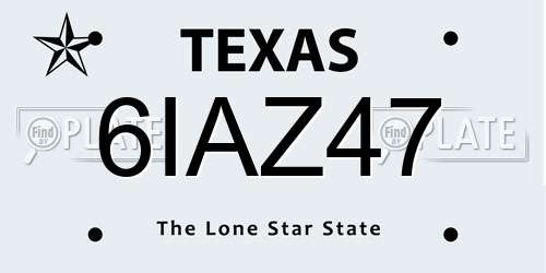 6IAZ47 Texas License Plate