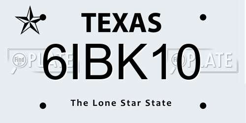 6IBK10 Texas License Plate