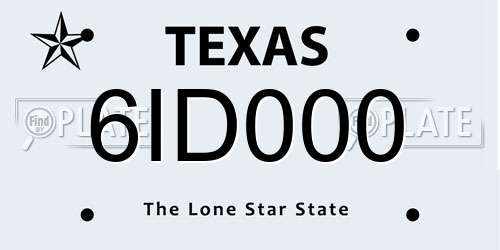 6ID000 Texas License Plate