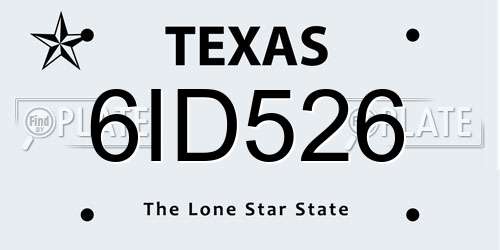 6ID526 Texas License Plate