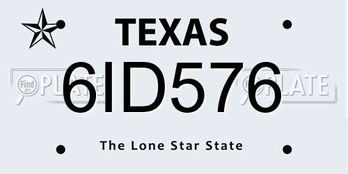 6ID576 Texas License Plate