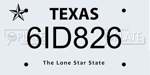 6ID826 Texas License Plate