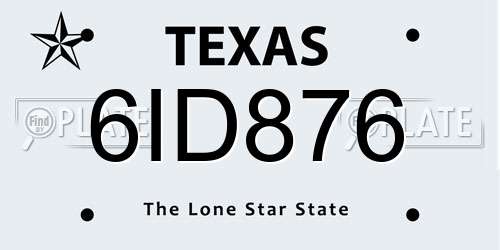6ID876 Texas License Plate