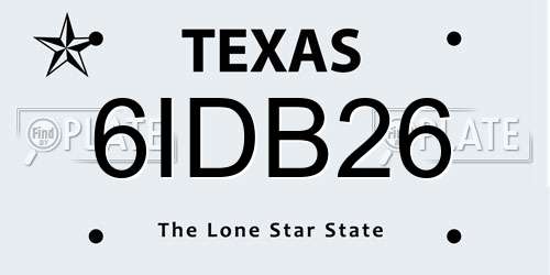 6IDB26 Texas License Plate