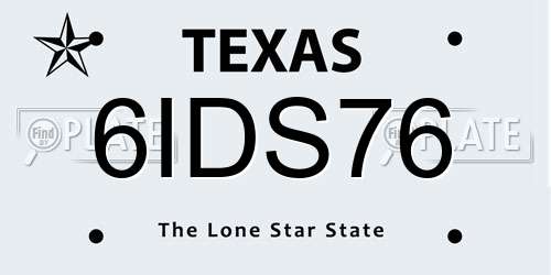 6IDS76 Texas License Plate
