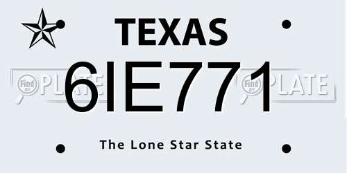 6IE771 Texas License Plate