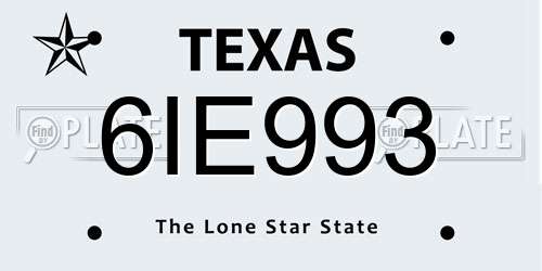 6IE993 Texas License Plate