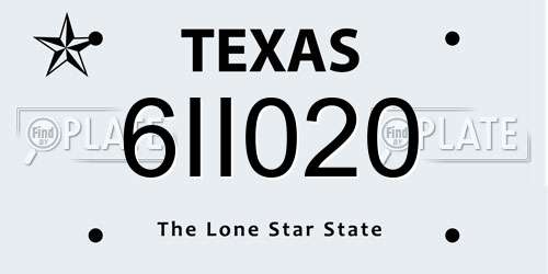 6II020 Texas License Plate