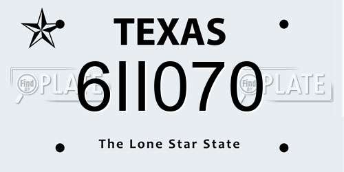 6II070 Texas License Plate