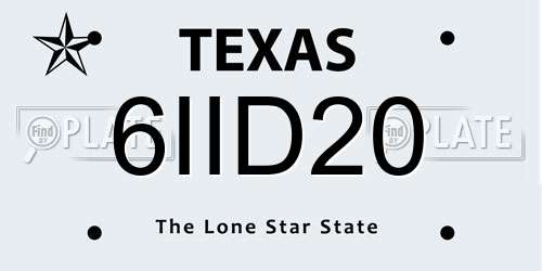 6IID20 Texas License Plate