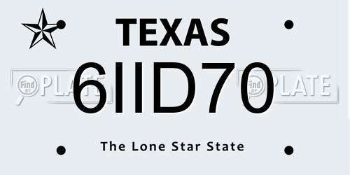 6IID70 Texas License Plate