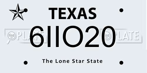 6IIO20 Texas License Plate