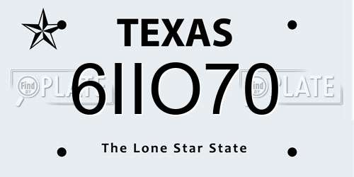 6IIO70 Texas License Plate